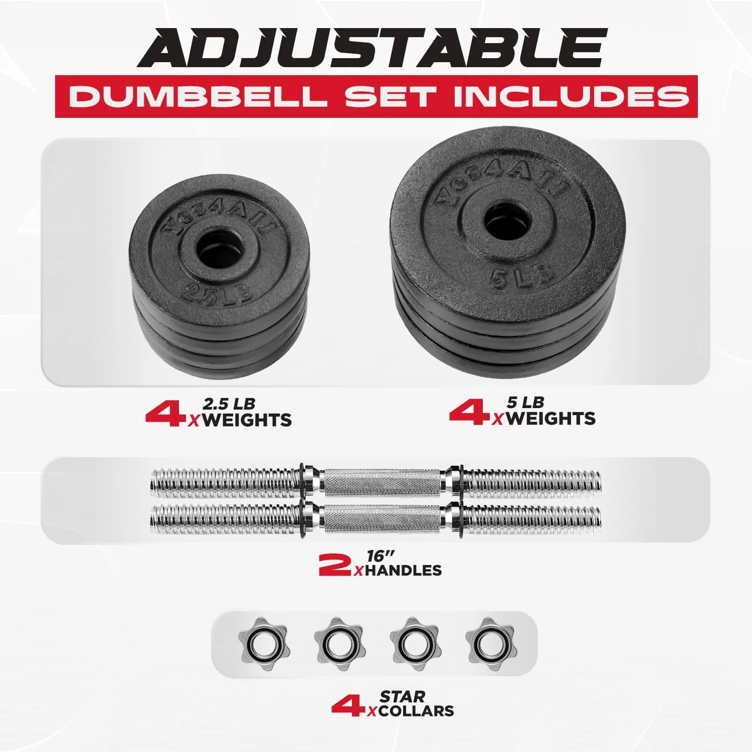 Yes4All 50 lbs Adjustable Dumbbell Weight Set For Home Gym, Cast Iron Dumbbell, Pair