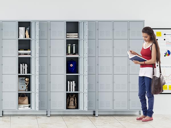 72" Metal Locker for Employees 3 Doors Blue Steel Storage Locker for Office, School, Gym - Metal Storage Cabinets for Home, Office, Gym, School