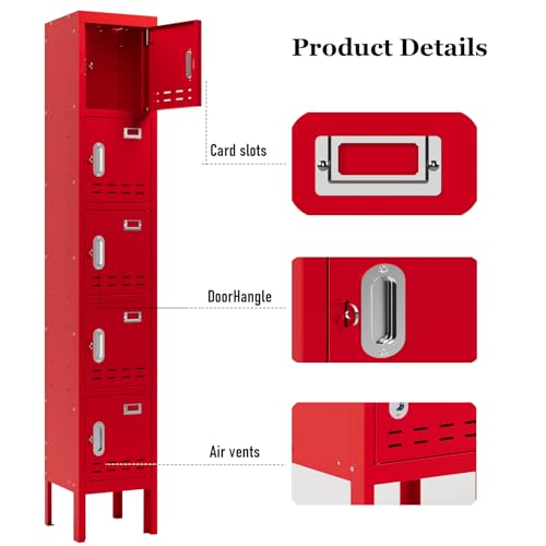 Metal Locker with 5 Doors,Lockers for Employees,66'' Steel Storage Locker for School,Gym, Office, Office,Garage