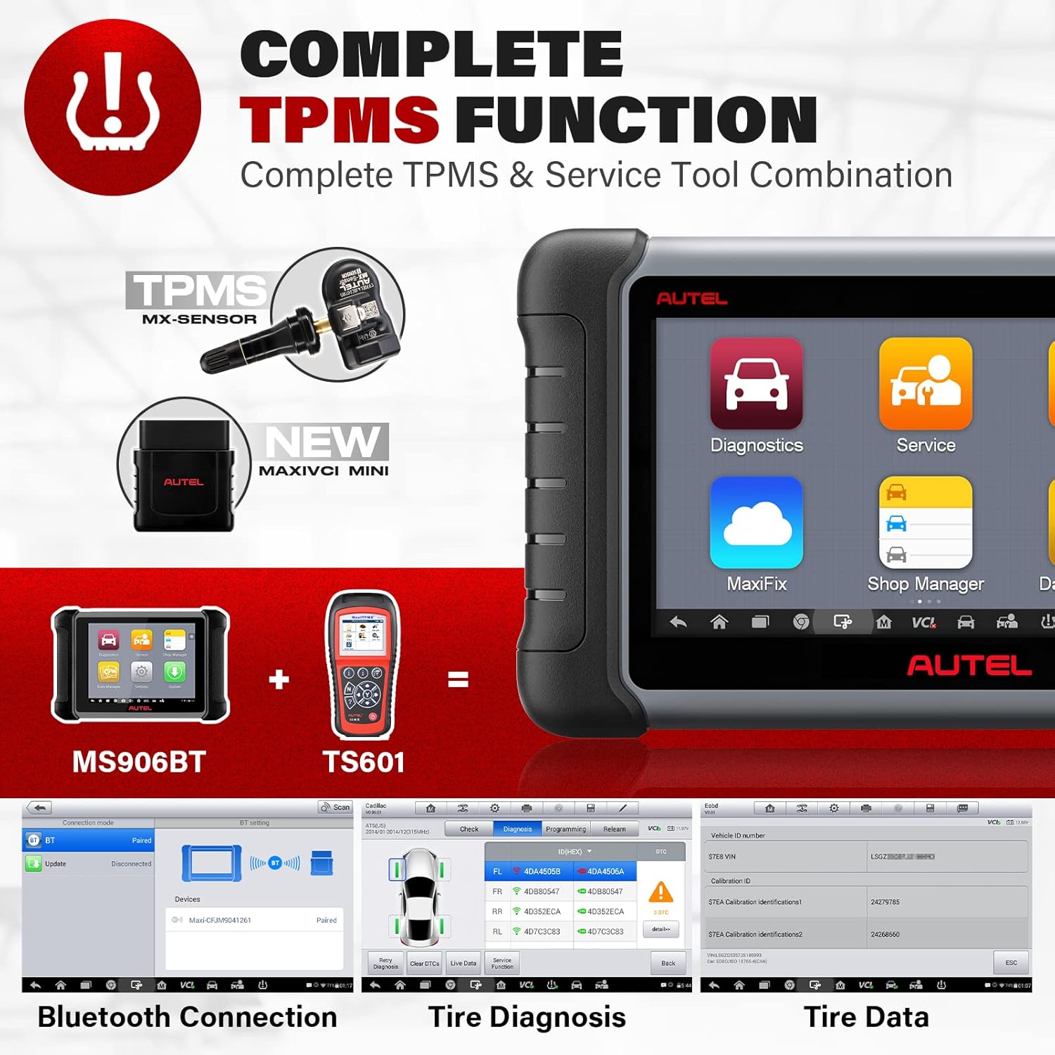 Autel MaxiPRO MP808TS TPMS Diagnostic Scanner, 2022 Newest Scan Tool with Complete TPMS Function, 31+ Services, Bi-Directional Control