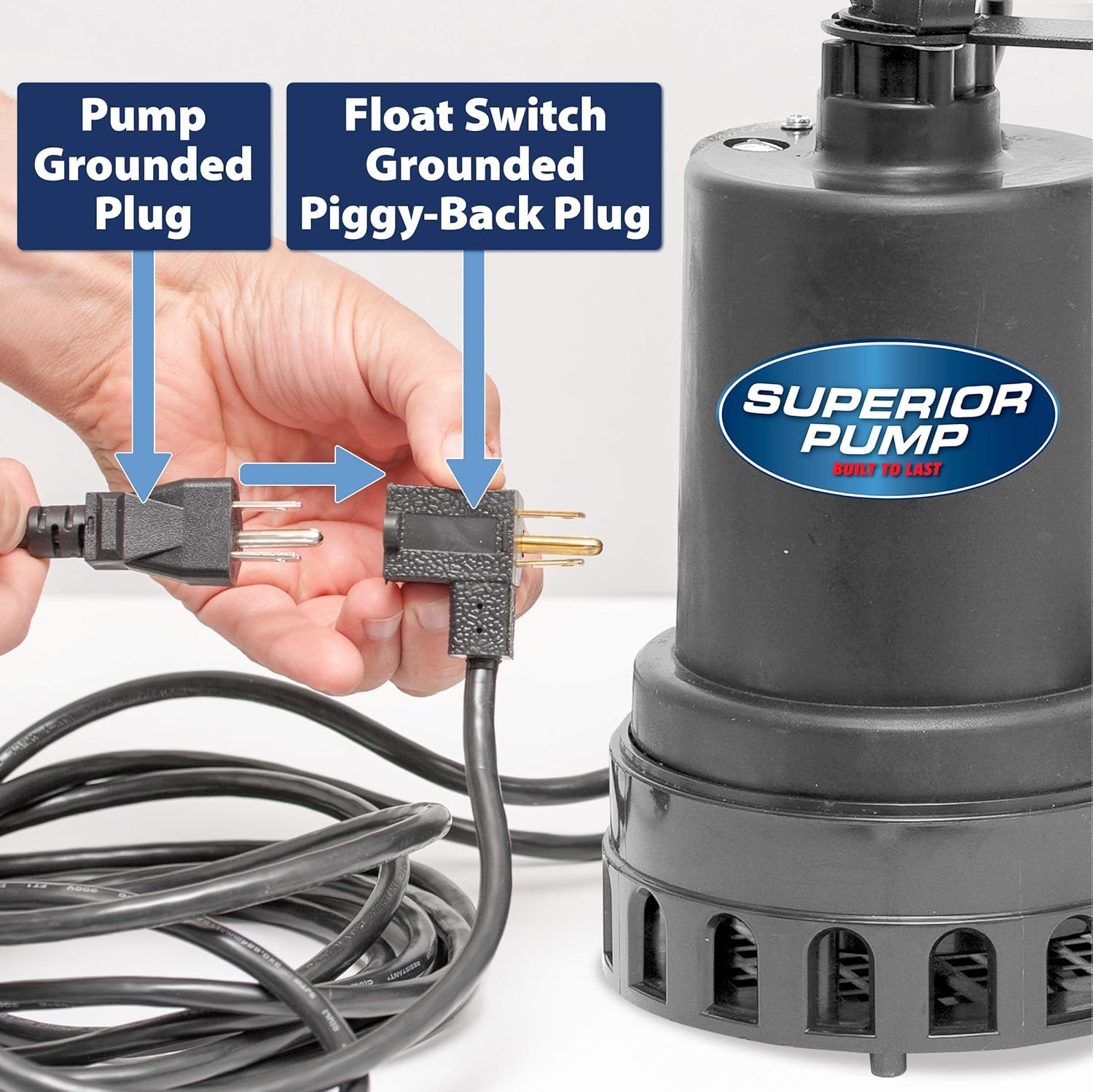 Superior Pump 92572 1/2 HP Thermoplastic Submersible Sump Pump with Vertical Float Switch
