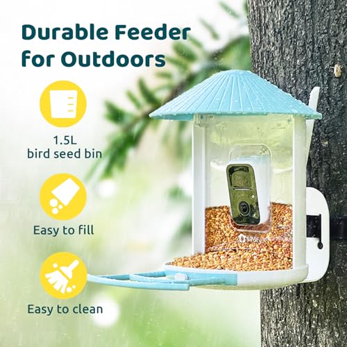 NETVUE Birdfy® Pro Bird Feeder with Camera, Wider Perch DIY Add-ons, Hummingbird Feeder, Suet Ball, Jelly Feeder