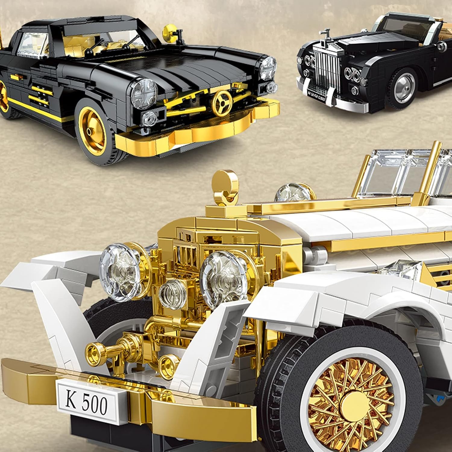 Nostalgia Retro Vintage Car K500 MOC Building Blocks Car Set, Adult Collectible Model Cars Set to Build, 1:14 Scale Retro Car Model New (868 Pcs)