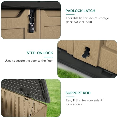 YITAHOME Outdoor Horizontal Storage Sheds w/o Shelf, Weather Resistant Resin Tool Shed, Multi-Opening Door for Storage of Bike, Trash Cans