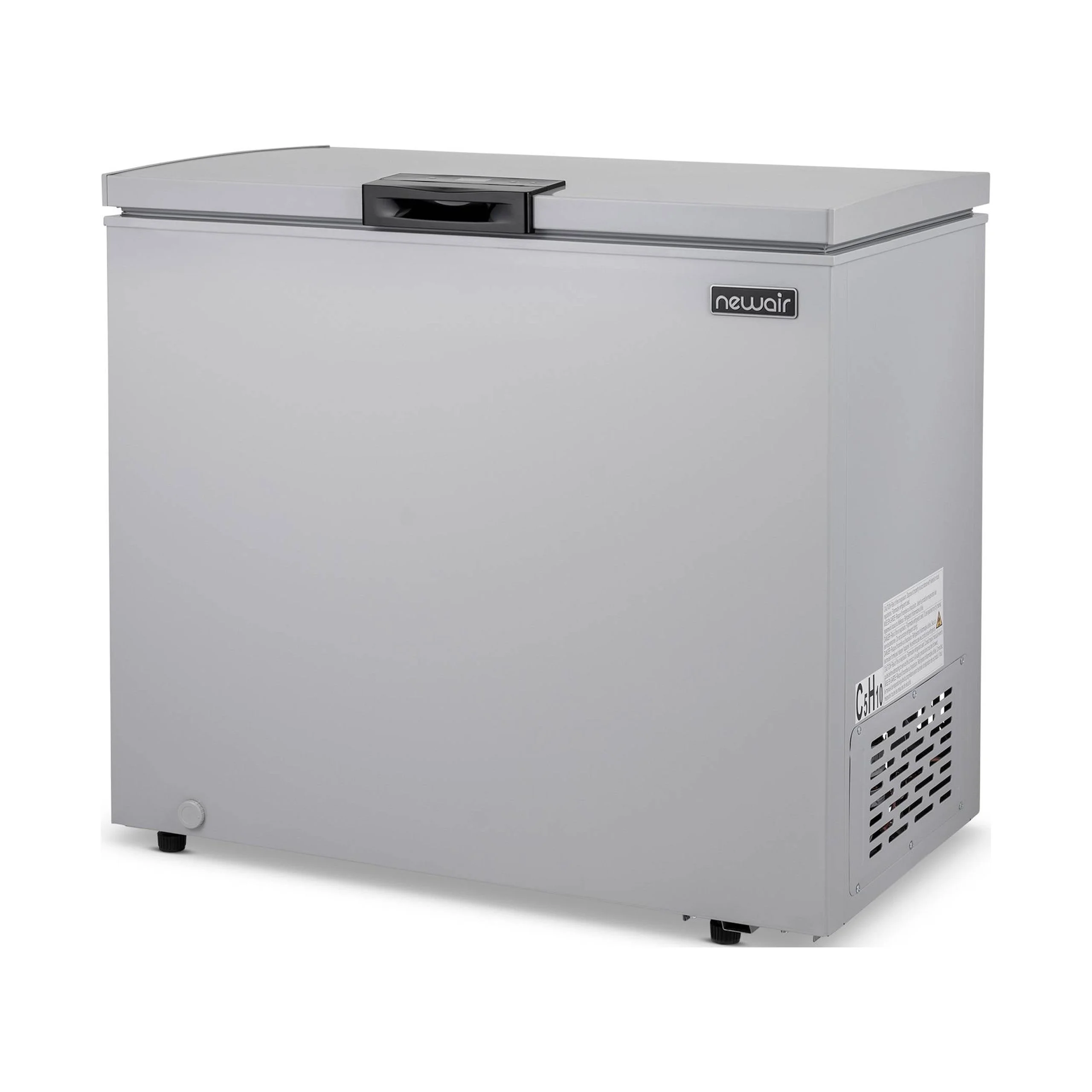 NewAir 6.7 Cu. Ft. Compact Chest Freezer in Cool Gray, Temperature Control, Fast Freeze Mode, Door Alarm, Wire Basket, Self-Diagnose Program