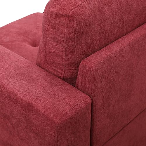 Red Flannelette 3-Piece Living Room Sofa Set (C+S)