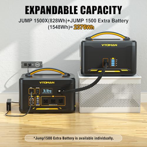 VTOMAN Jump 600X Portable Power Station, LFP Battery Powered Generator with 2x 600W AC Outlets (Surge 1200W), 4x USB ports