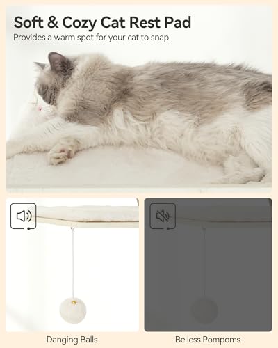 FourFurPets 72.4" Modern Cat Tower for Indoor Cats - Multi-Level Condo With Caves, Tall Tree With Scratching Board, Wooden Tower With Large Perch