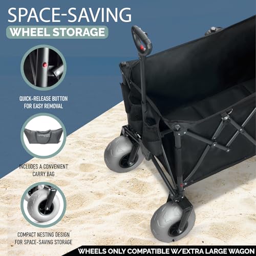 TerrainGO Beach Wagon Wheels for Sand | Quick-Change Interchangeable | Air-Filled Beach Cart Tires (for Extra Large Wagon Only. Will Not Work W/Large