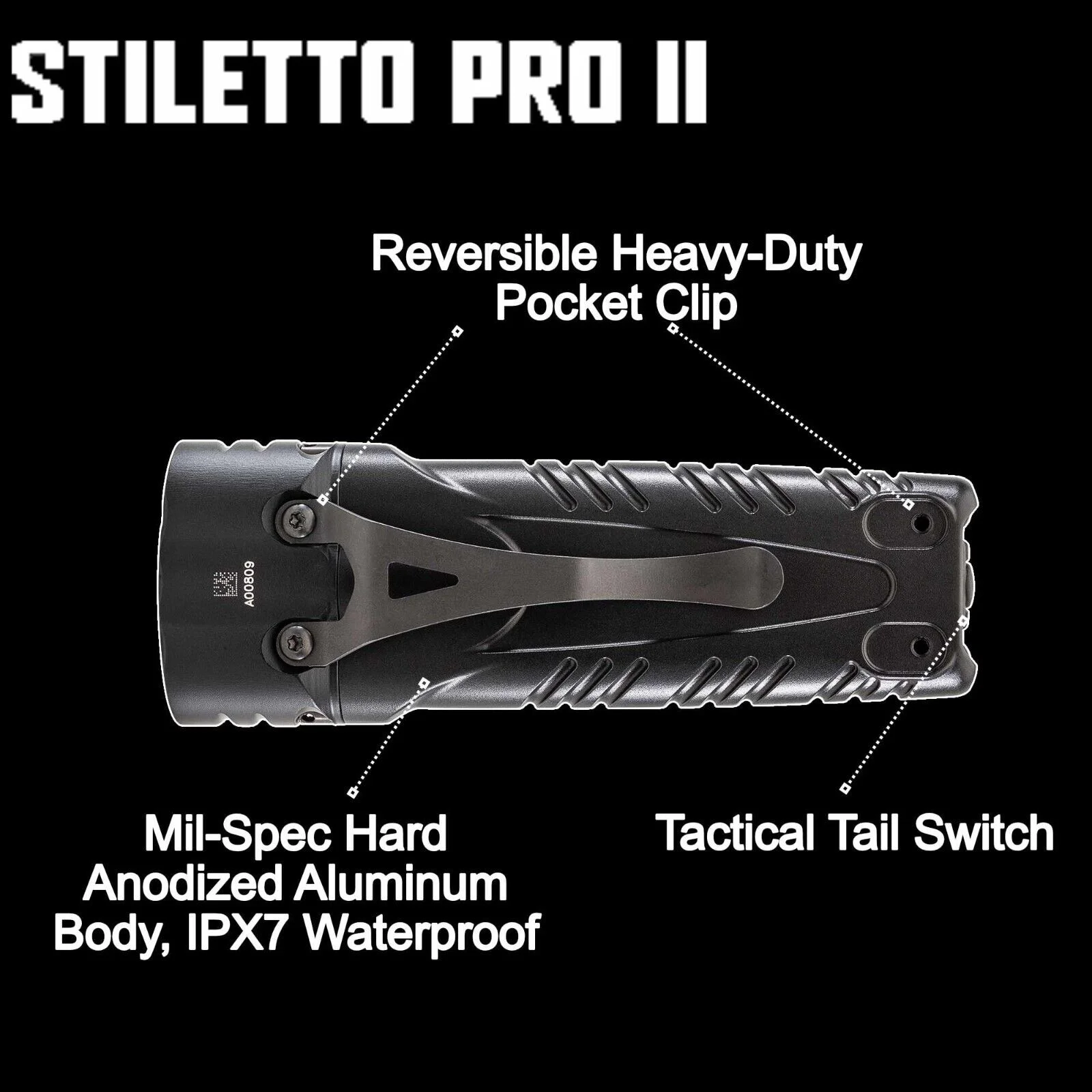 SureFire Stiletto PRO II (PLR-C) Multi-Output Rechargeable Pocket Flashlight 1500 Lumen LED Bundle with USB Wall Adapter - EDC Tactical Flashlight