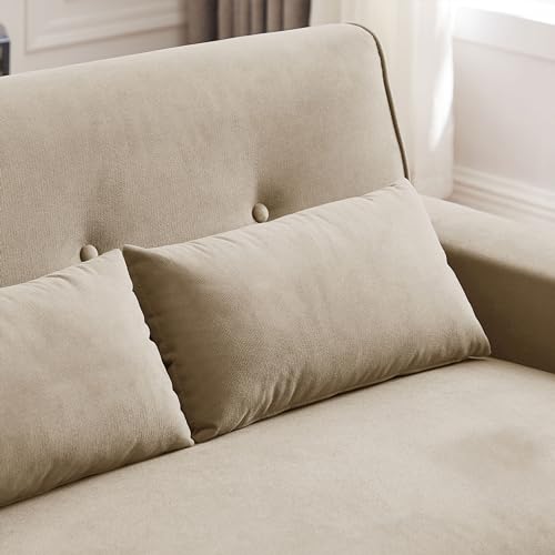 48.8" Small Loveseat Sofa, Mid Century Modern Love Seat Couch with Back Cushions and Wood Legs, 2 Seater Couches for Living Room, Bedroom