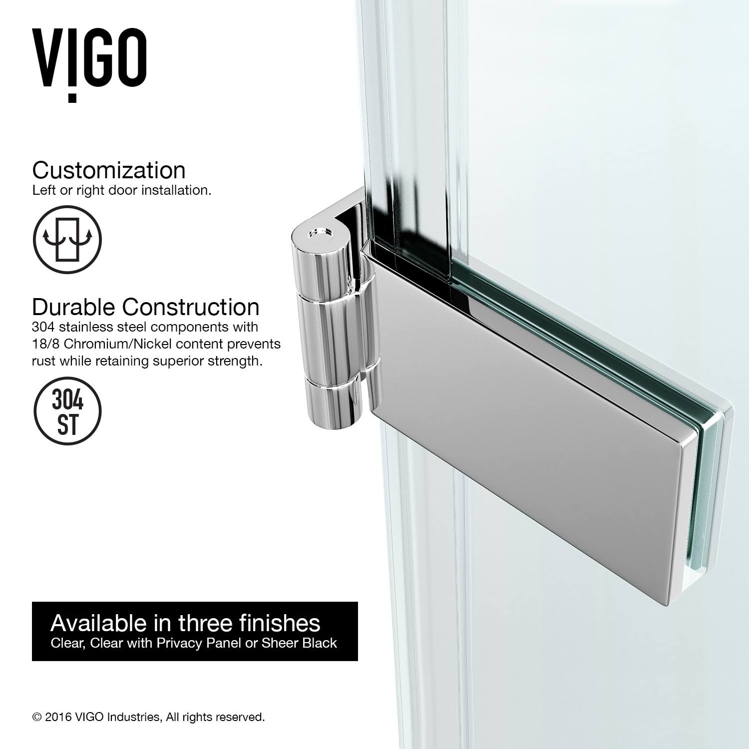 Vigo VG6072CHCL28 Clear Glass/Chrome Soho 28x22 Frameless Shower Door