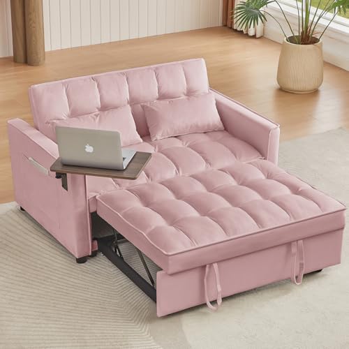 68.11" Corduroy Sleeper Chair Bed with USB Port, Cup Holders & Side Storage Pockets – 3-in-1 Foldable Sofa Bed for Guest Room, Living Room – White