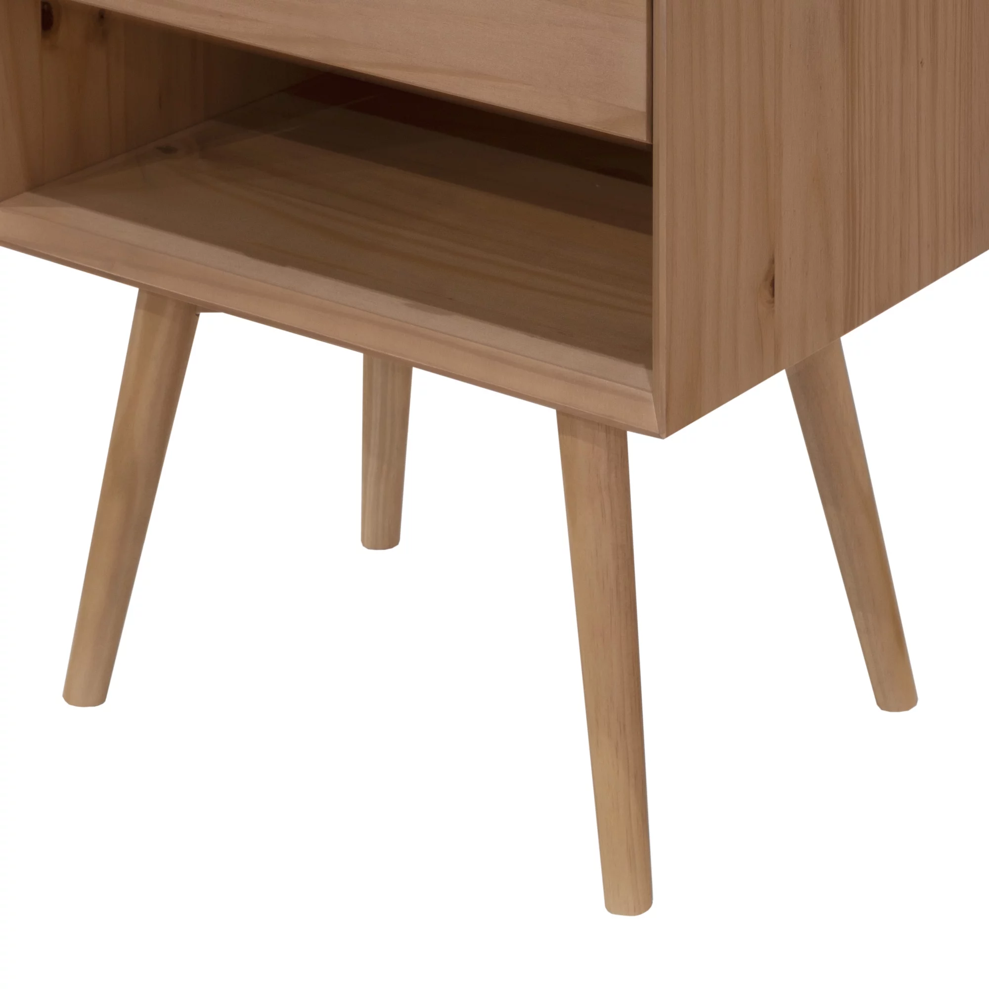 Walker Edison Mid Century Modern 1-Drawer Nightstand, Natural Pine