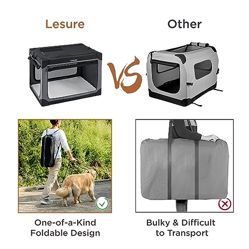 Lesure Soft Collapsible Dog Crate - 42 Inch Portable Travel Crate for Extra Large Dogs Indoor & Outdoor