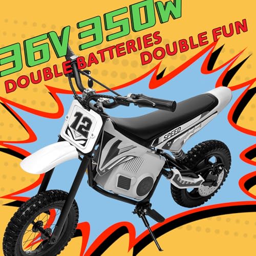 KerryYoo 36V 350W C11 Electric Dirt Bike for Kids 8-14, Up to 16MPH Off-Road Electric Motorcycle with Explosion-Proof Tires, Twist Grip Throttle