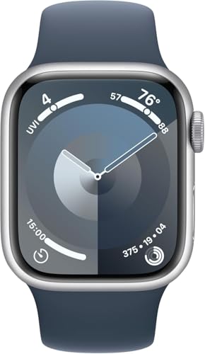 Apple Watch Series 9 [GPS 45mm] Midnight Aluminum Case with Midnight Sport Band, S/M (Renewed) - Radiant Selections