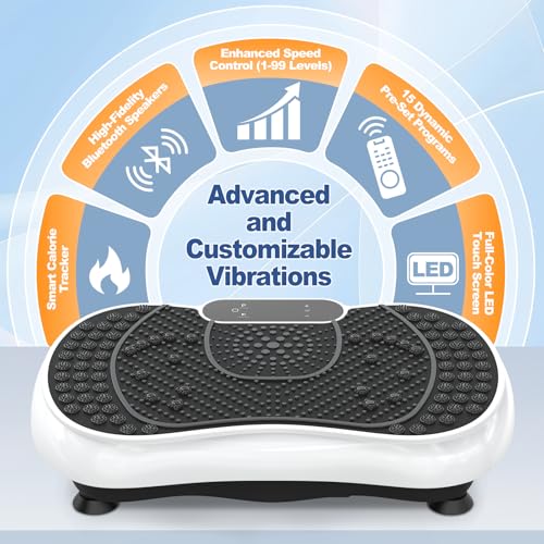 Vibration Plate Exercise Machine for Weight Loss – 100-Speed Platform with Bluetooth Speaker, Remote & Bands