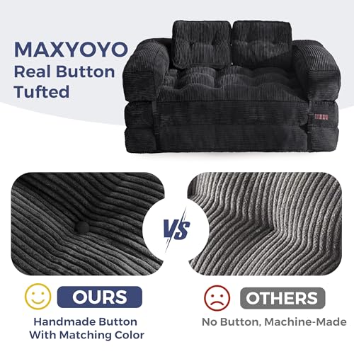 MAXYOYO Folding Sofa Bed, L-Shaped Convertible Sofa Bed with Armrest Foldable Sleeper Couch with Pillow