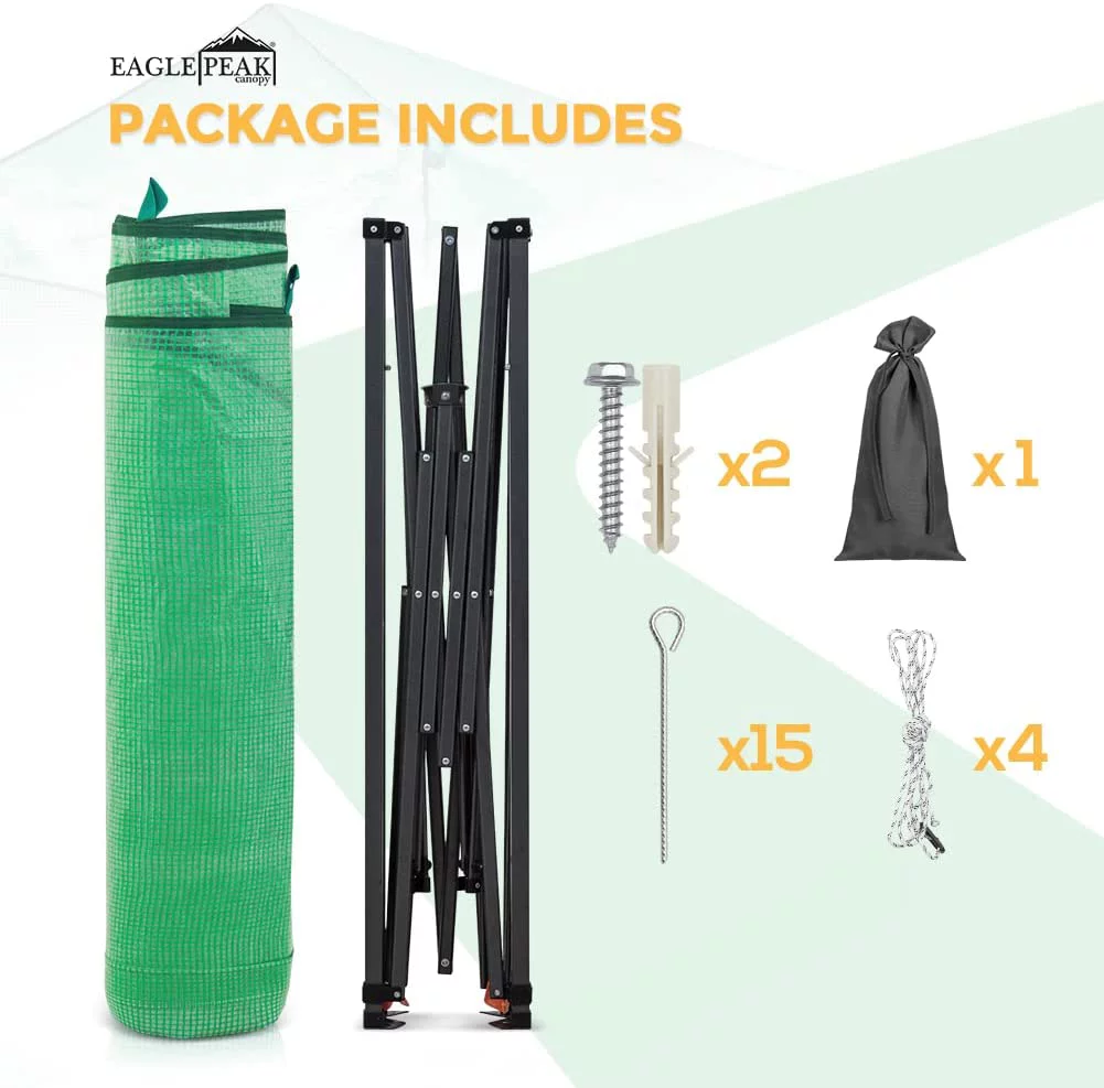 EAGLE PEAK 10'x 5' Portable Lean to Walk-in Greenhouse Instant Pop-up Fast Setup Indoor Outdoor Plant Gardening Green House Canopy