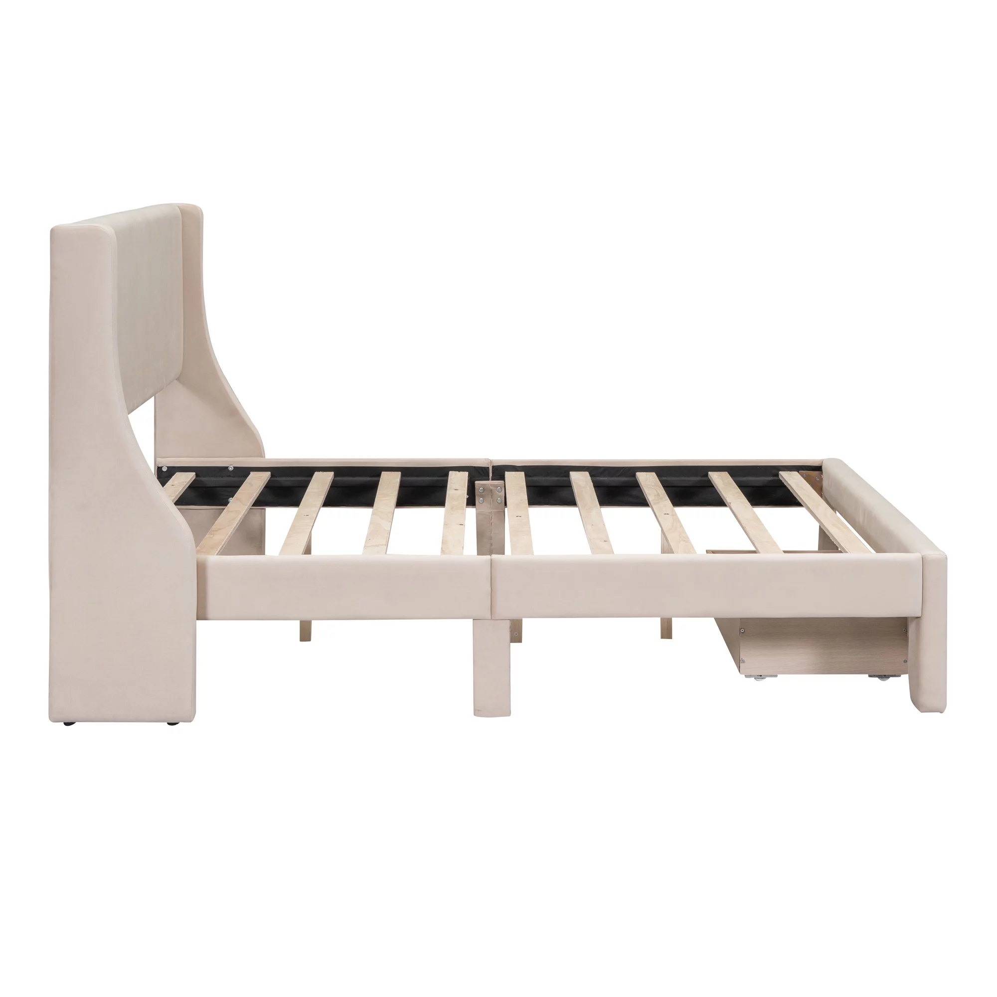 Sesslife Full Bed Frame with Storage, New Upgraded Velvet Upholstered Platform Bed with Headboard and A Big Drawer, No Box Spring Needed