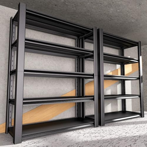 76.6" H Heavy Duty Garage Shelving Unit, 60" W Adjustable Metal Storage Rack, 5-Tier Metal Shelves, 24" D Industrial Shelving for Garage, Basement
