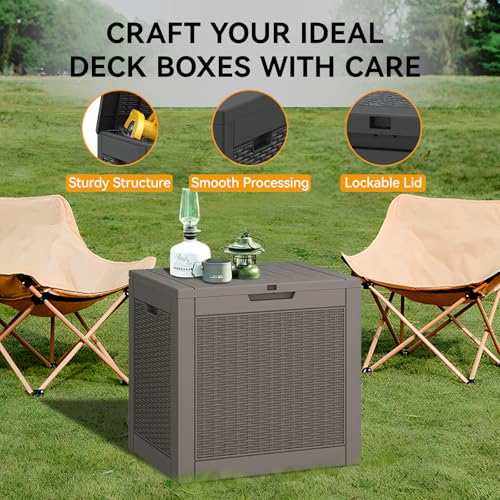 KAMABOKO Outdoor Storage Box, 150 Gallon Large Outdoor Resin Deck Box, Storage Waterproof Boxes Lockable Lid for Garden Tools, Pool Supplies