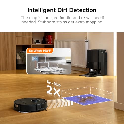 roborock Qrevo S5V Robot Vacuum and Mop, FlexiArm Edge Mopping, 12,000Pa Suction, Dual Zero-Tangle System, Smart Obstacle Avoidance, 10mm Mop Lifting