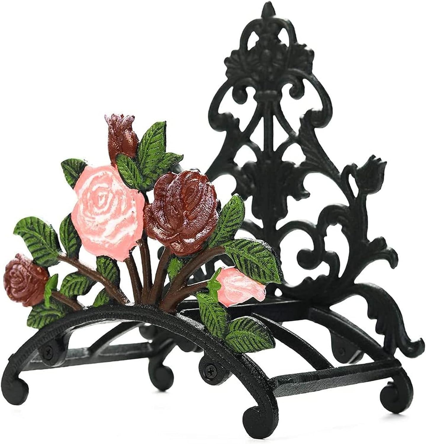 Heavy Duty Cast Iron Garden Hose Holder - Wall Mounted Water Hose Hanger - Antique Emblem Decorative Hose Reel