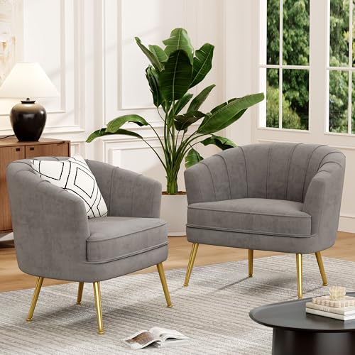 Andeworld Velvet Accent Chair, Upholstered Modern Single Sofa Side Chair