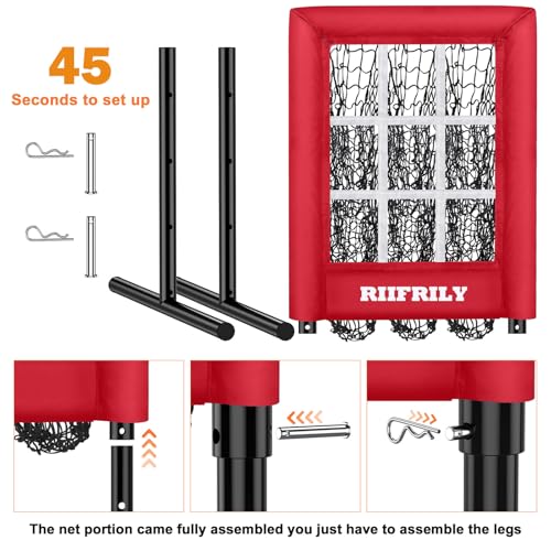 Heavy-Duty 9 Hole Baseball Pitching Net with Pitching Target Pockets, Regulation Size Strike Zone