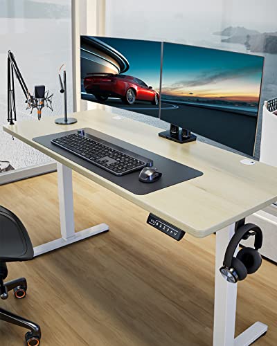 ErGear Height Adjustable Electric Standing Desk, 48 x 24 Inches Sit Stand up Desk, Memory Computer Home Office Desk with Two-Piece Desktop (Walnut)