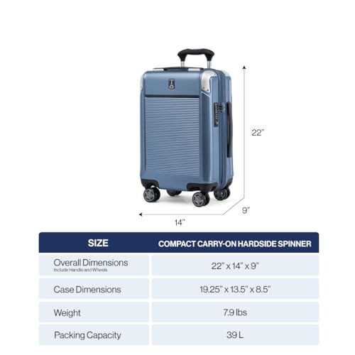 Travelpro Platinum Elite Hardside Expandable Carry on Luggage, 8 Wheel Spinner, TSA Lock, Hard Shell Polycarbonate Suitcase, Metallic Sand