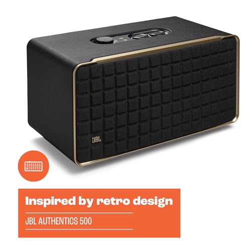 JBL Authentics 300 - Retro Style Wireless Bluetooth/Wifi Home Speaker, Built in Battery (4800mAh), Music Streaming Services via Built-in Wi-Fi