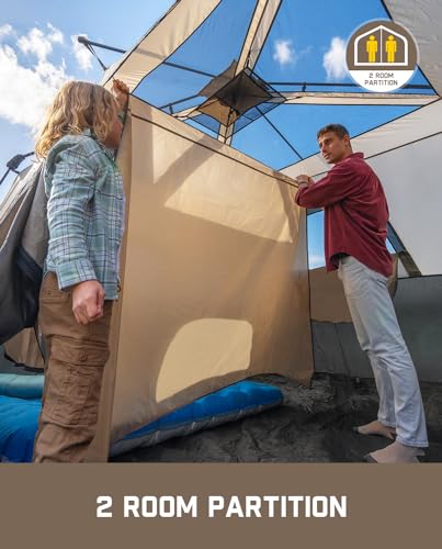 FanttikOutdoor Camping Tent 4/6/8/10 Person Instant Cabin Tent Setup in 60 Seconds with Rainfly & Windproof Portable with Carry Bag for Family