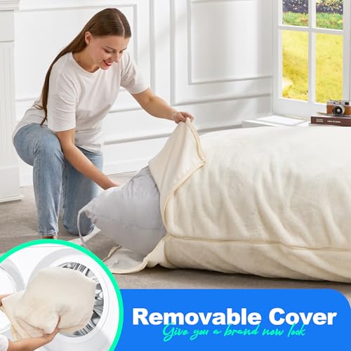 Hobestluk 3 in 1 Bean Bag Chair Giant Bean Bag Chairs Convertible Bean Bag Floor Cushion with Machine Washable Cover