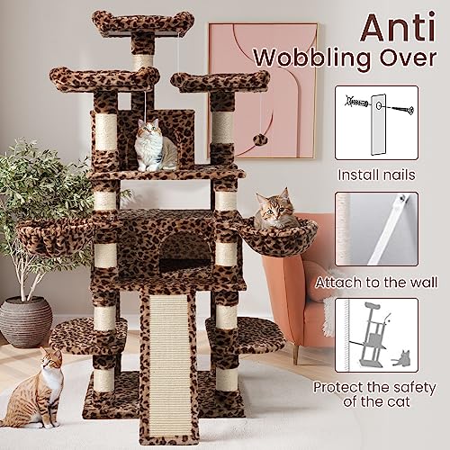 SHA CERLIN 68 Inches Multi-Level Large Cat Tree for Large Kitties/Big Cat Tower with Condo/Cozy Plush &zwnj