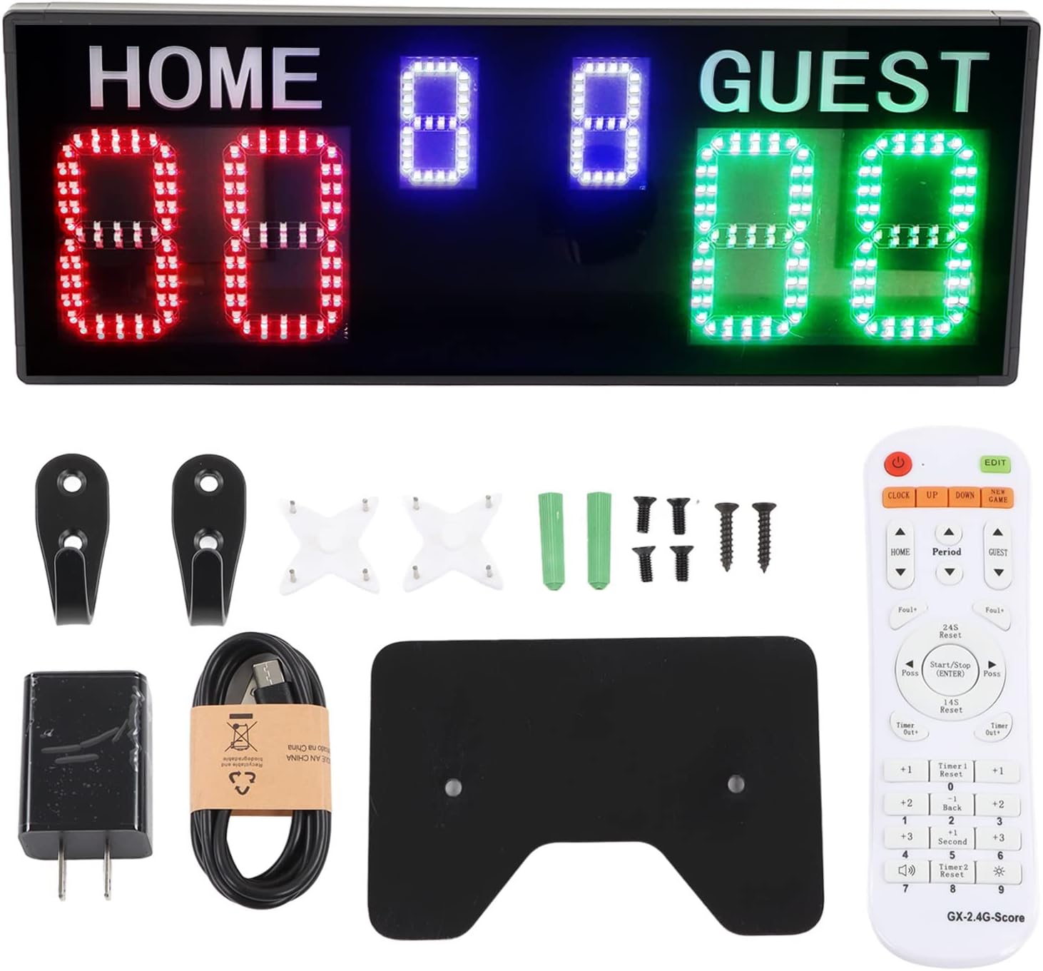 Tournament Remote Control Scoreboard - 5 Digit Scoreboard, Portable Electronic Scoreboard for Volleyball, Basketball