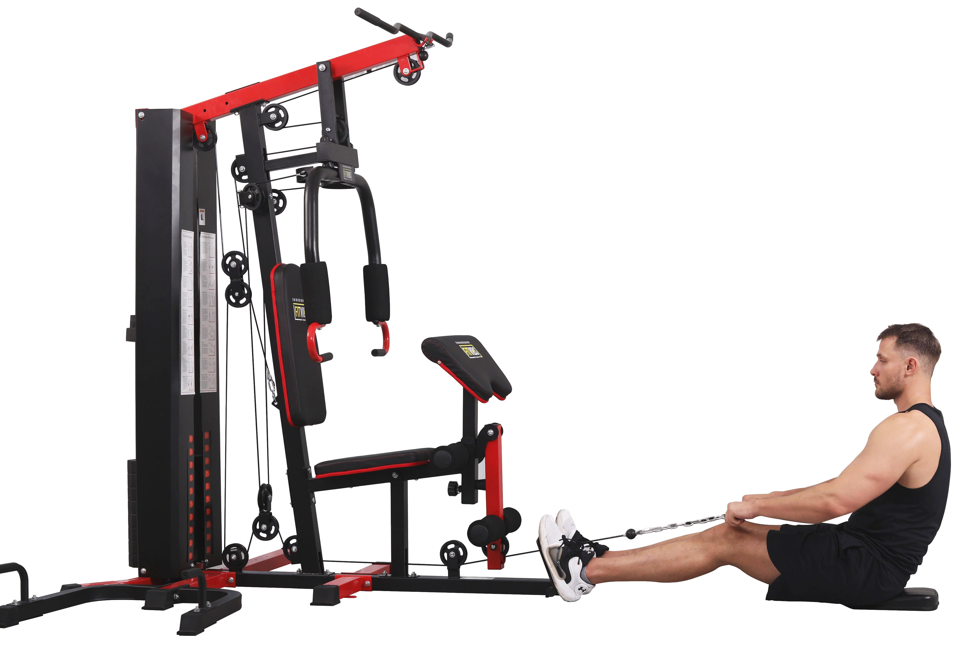 Fitvids LX750 Home Gym System Workout Station with 330 Lbs of Resistance, 122.5 Lbs Weight Stack, One Station