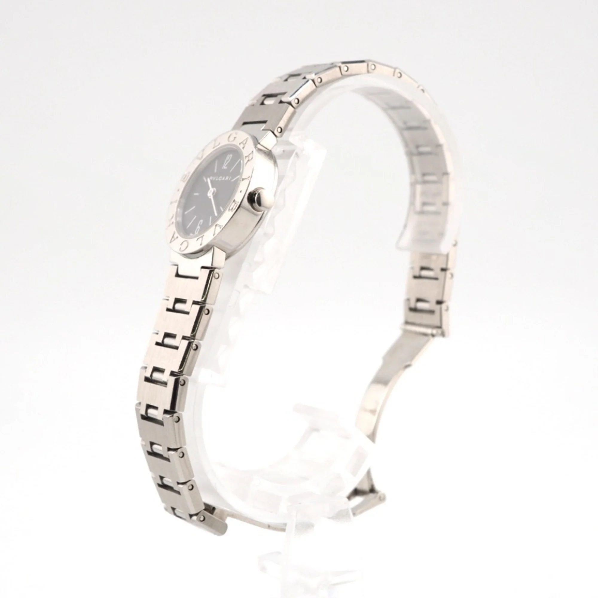 Pre-Owned BVLGARI Bvlgari BB23SS Bulgari Quartz QZ Black Dial Watch Silver Ladies (Good)