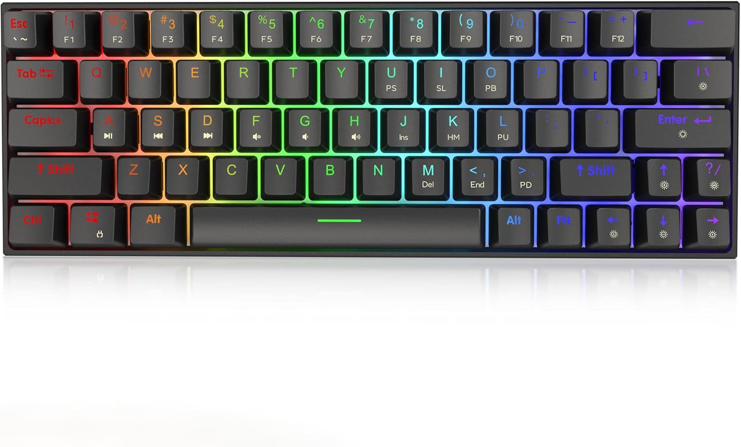 Ractous RTK63P 60% Mechanical Gaming Keyboard Hot Swappable Type-C RGB Backlit PBT keycaps 63Key Mini Compact Keyboard with Full Key Programmable