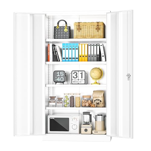 INTERGREAT Metal Storage Cabinets 72” Black Garage Steel Storage Cabinet with Doors and Shelves, Metal Tool Cabinet