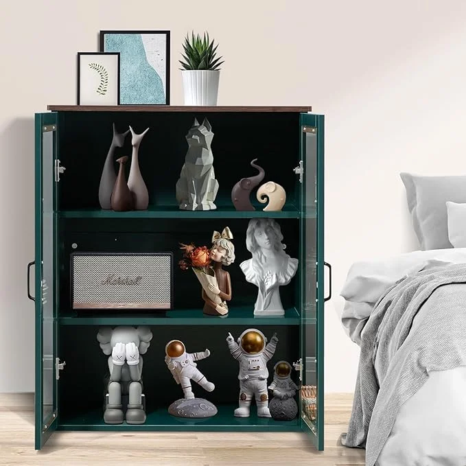 REHOOPEX Storage Buffet Cabinet with Glass Doors, Display Cabinet 36"H for Home Kitchen, Hallway
