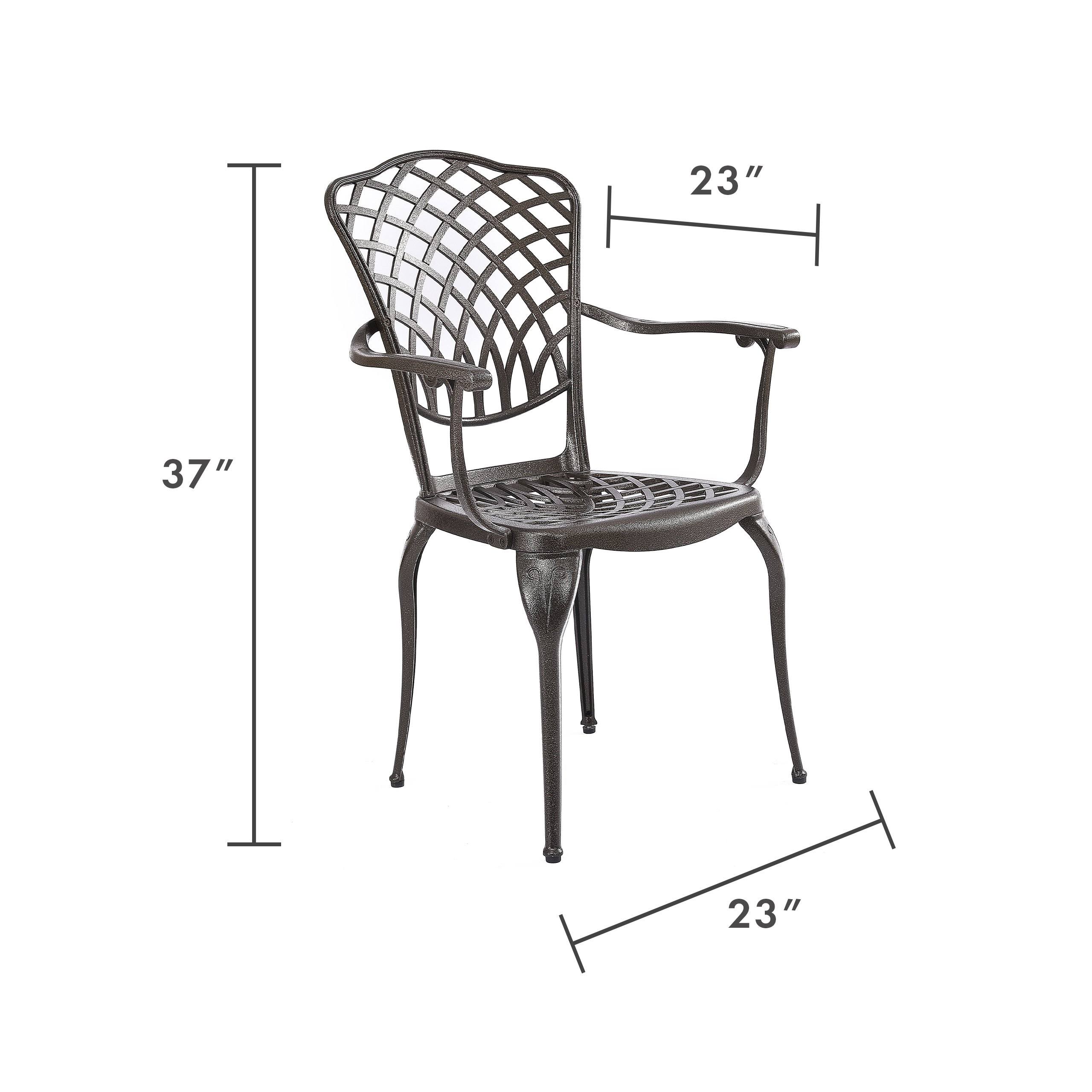 Kinger Home Arden Cast Decorative Aluminum Outdoor Patio Dining Metal Chairs Lattice Weave Design in Bronze (2-Pack)