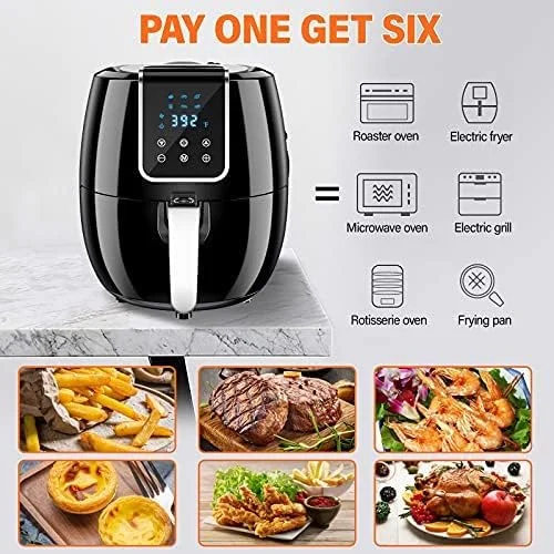 Open Box Iconites 6-in-1 Air Fryer 7Qt/6.5L Smart Electric Hot Airfryer AF1201K - BLACK