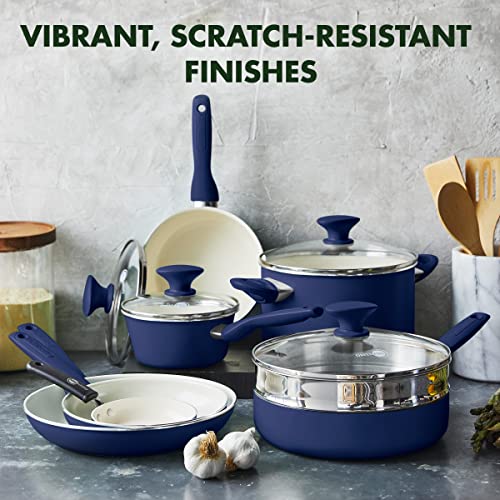 GreenPan Rio 16 Piece Cookware Pots and Pans Set, Hard Anodized Healthy Ceramic Nonstick PFAS-Free, Bakelite Handles, Frypans, Saucepan, Saute Pan