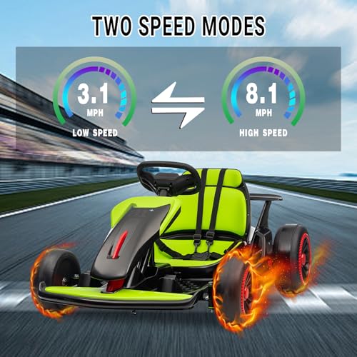 24V Go Kart for Kids, Electric Drift Kart with 2X200W Motor, 7AH Battery, Drift Function, Electric Pedals, and Safety Belt