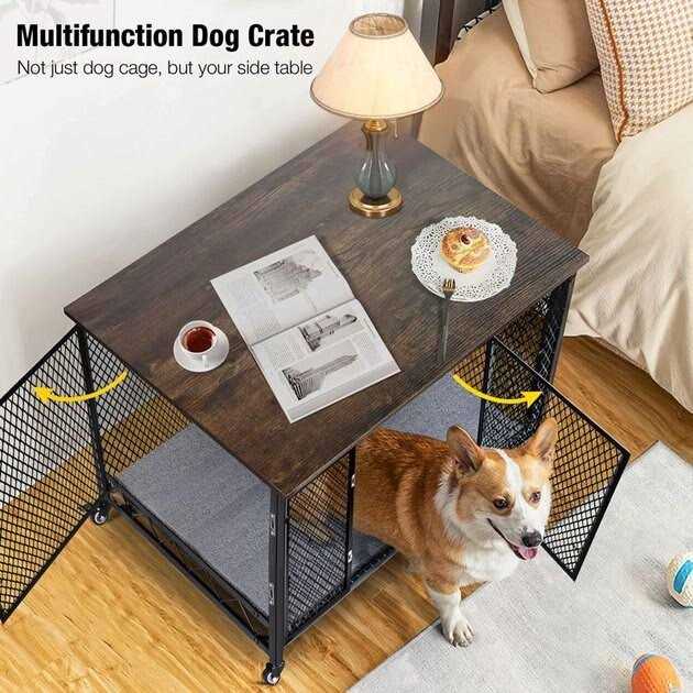 Aivituvin Dog Crate Furniture Side End Table with Tray AIR79 - Pet Supplies online store