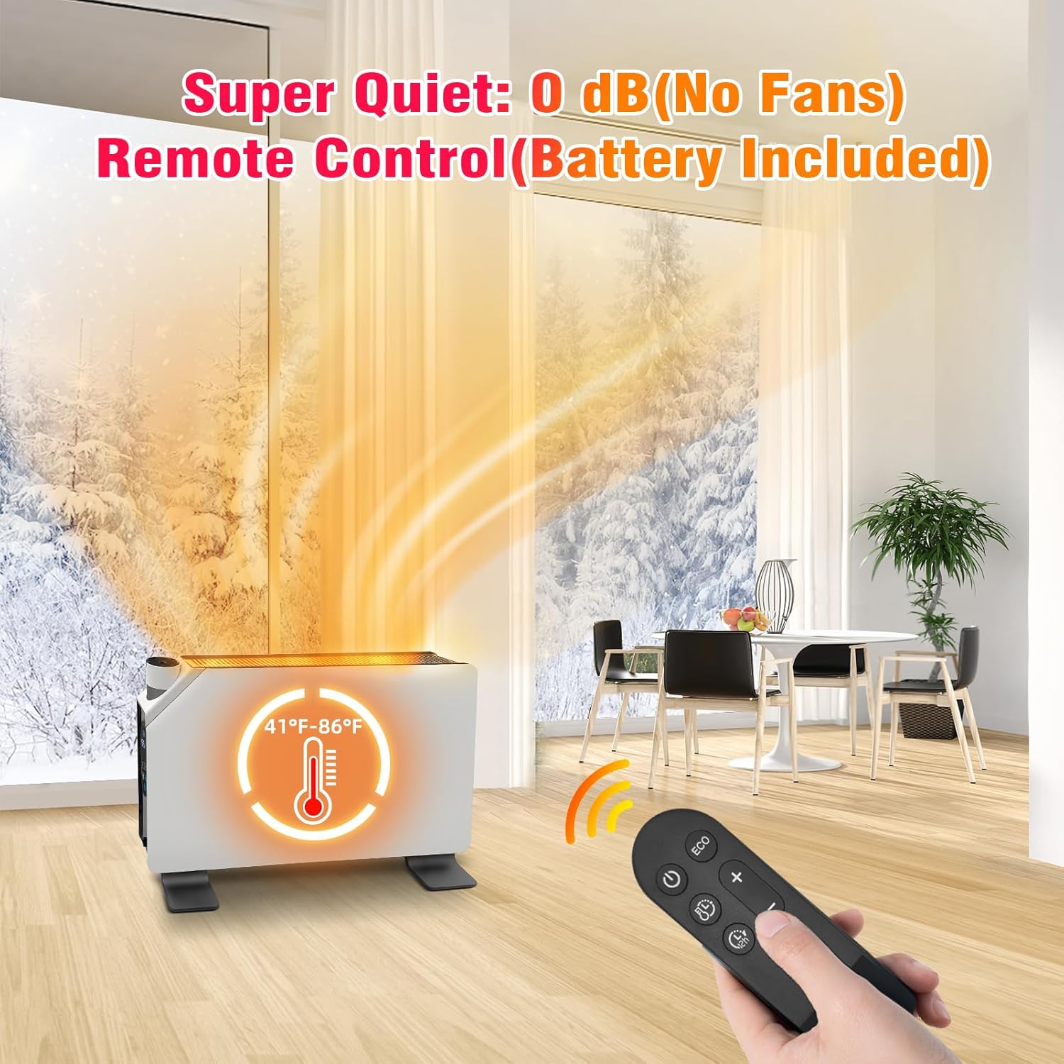 CTSC Convection Heater - Panel Heater - Space Heater Indoor Large Room - 750W/1500W Convection Panel Heater with Remote Control