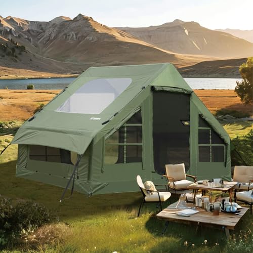 Inflatable Tent for Camping with Hand Pump Blow Up Tent Glamping 4 Season Air Tents